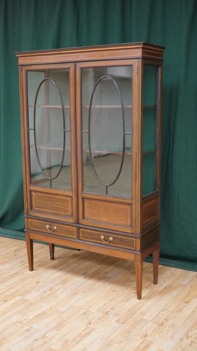 Early 20th-Century Inlaid Glazed Display Cabinet - Image 1