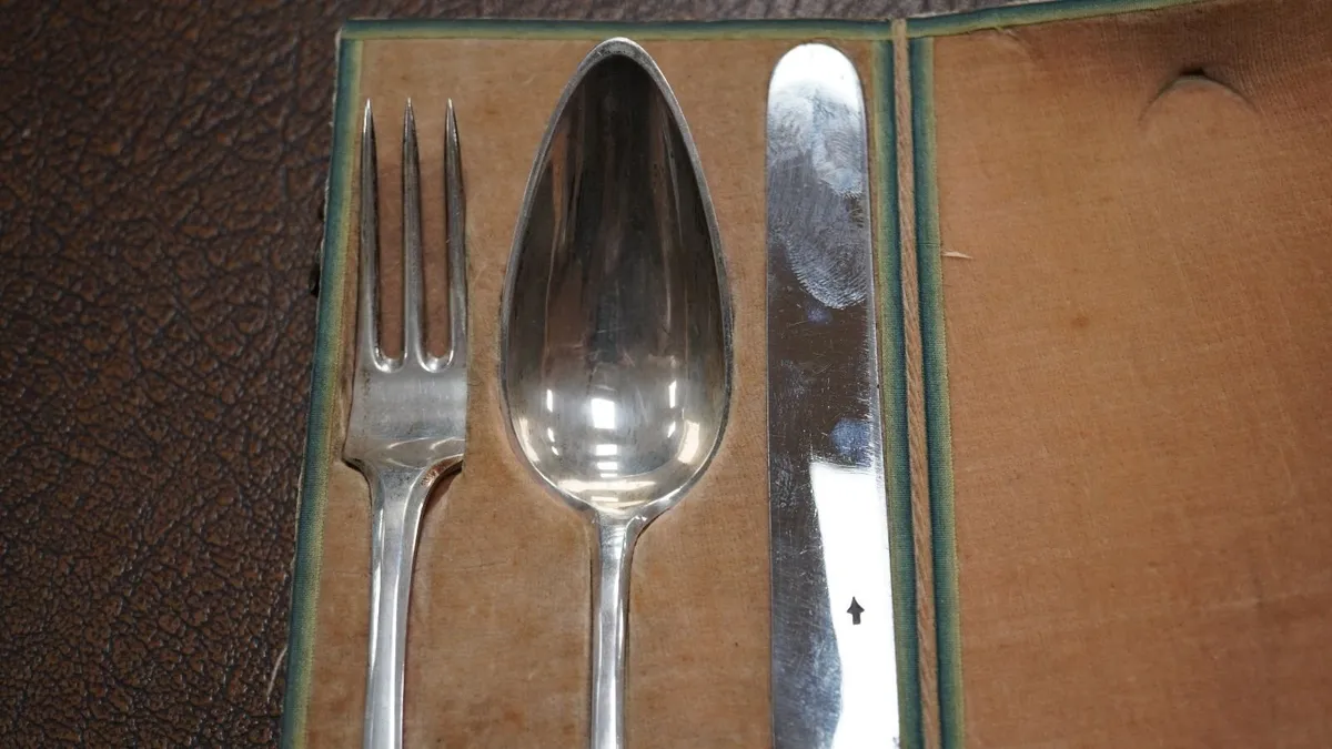 Antique Cased Travelling Silver Cutlery Set - Image 3