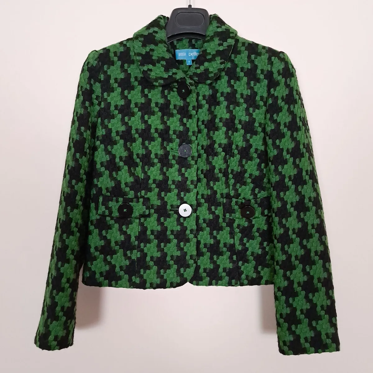 M&S Black Green Geometric Wool Jacket 10UK/38EU - Image 1