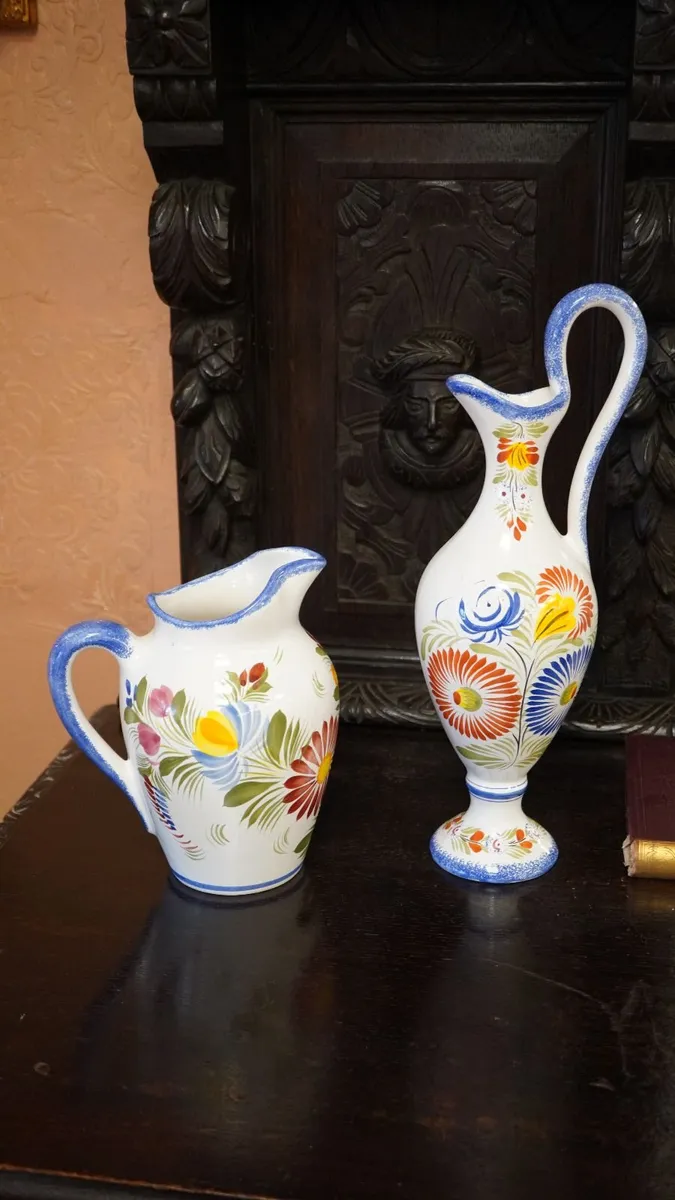 French Hand-Painted Pitcher Set - Image 1
