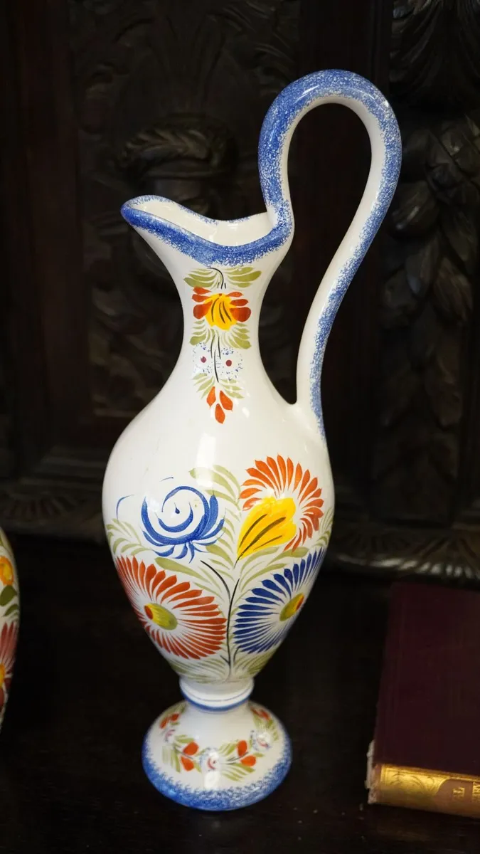 French Hand-Painted Pitcher Set - Image 3