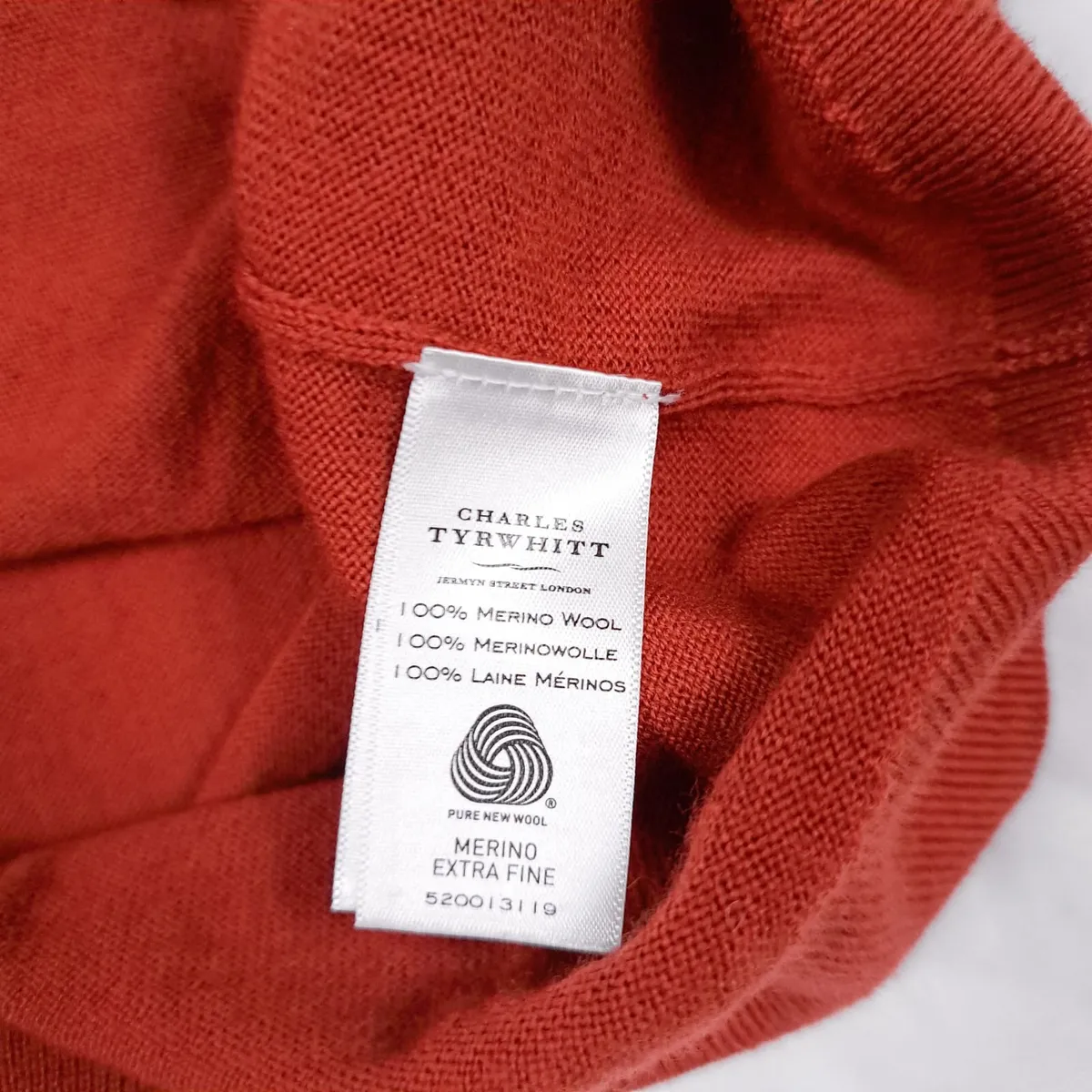 Charles Tyrwhitt Rust 100% Merino Wool Knit Vest L - Image 3