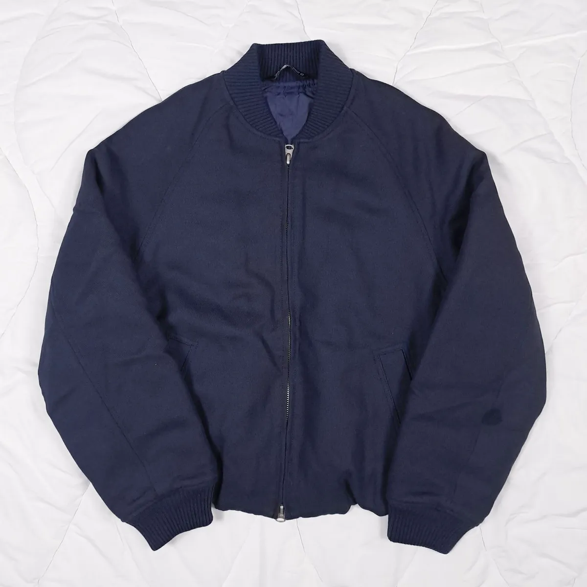 Zara Navy Blue Bomber Jacket Mens Padded Lined M - Image 2