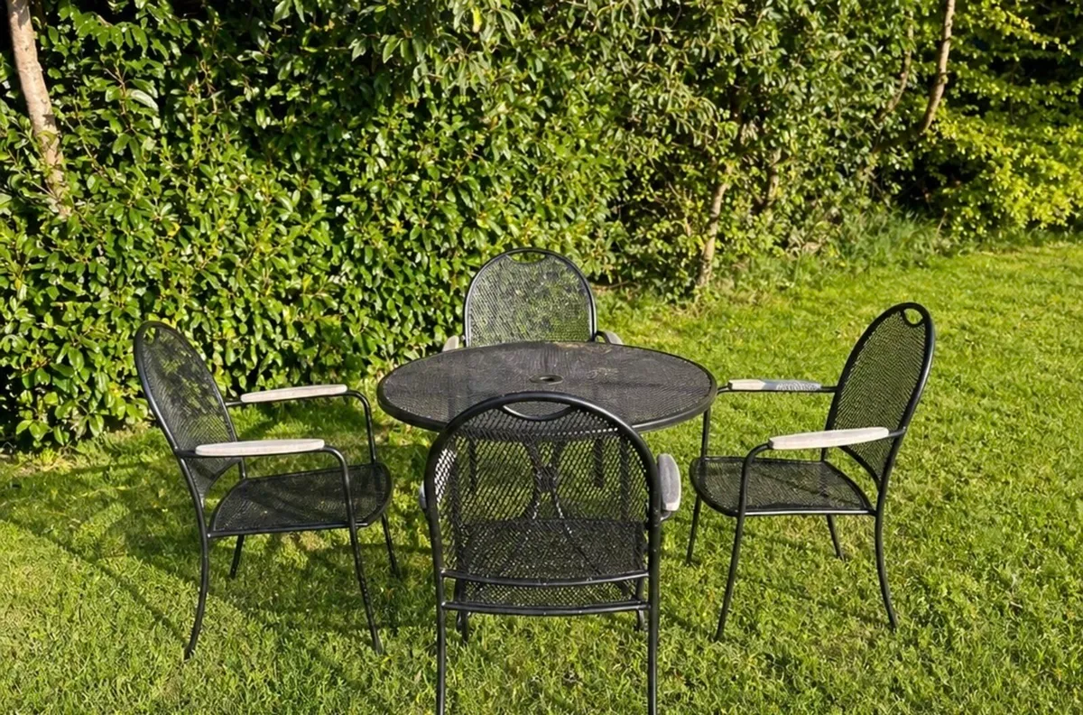 Garden Table & 4 Chairs – Solid Metal Set - Image 1