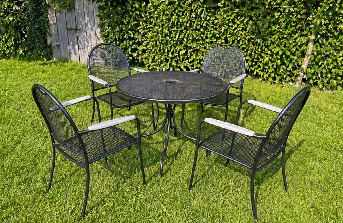Garden Table & 4 Chairs – Solid Metal Set - Image 2