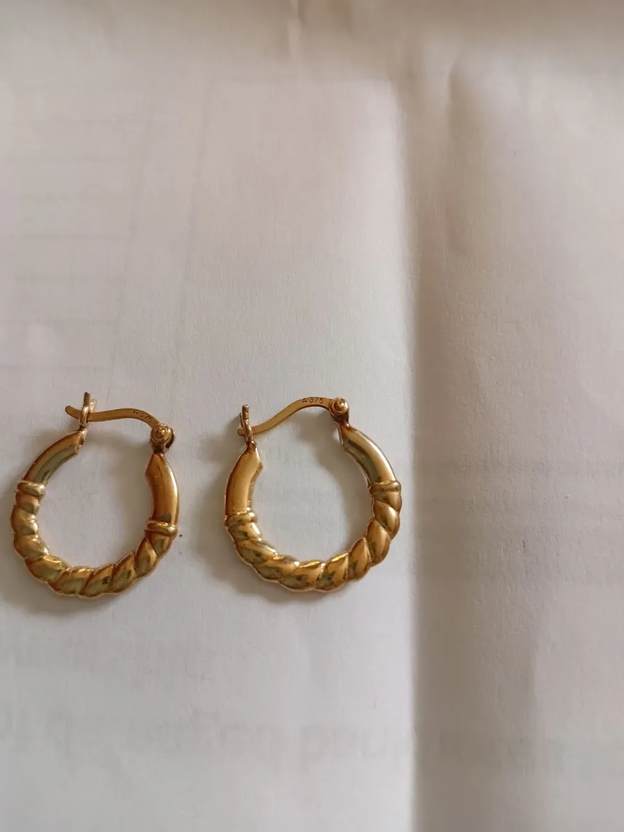 9 ct Gold Earrings Silver Bracelet & Pendant . - Image 1