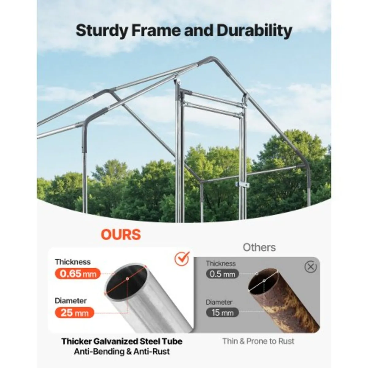 Large Metal Chicken Coop, 2 x 1 x 2 m, Walk-in Chi - Image 4