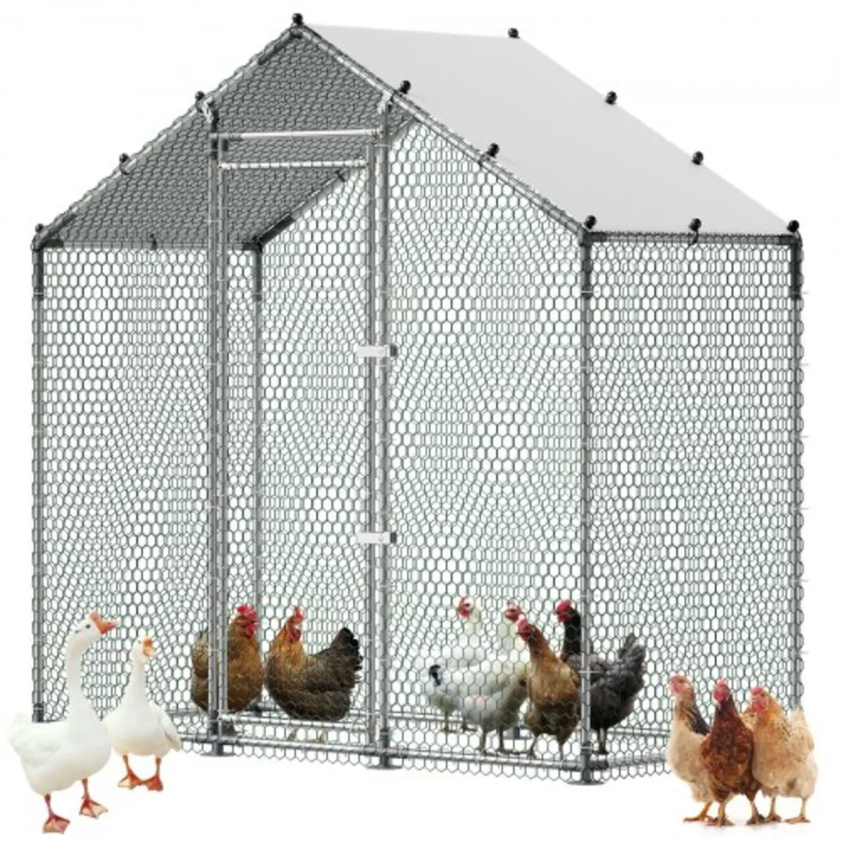 Large Metal Chicken Coop, 2 x 1 x 2 m, Walk-in Chi - Image 1