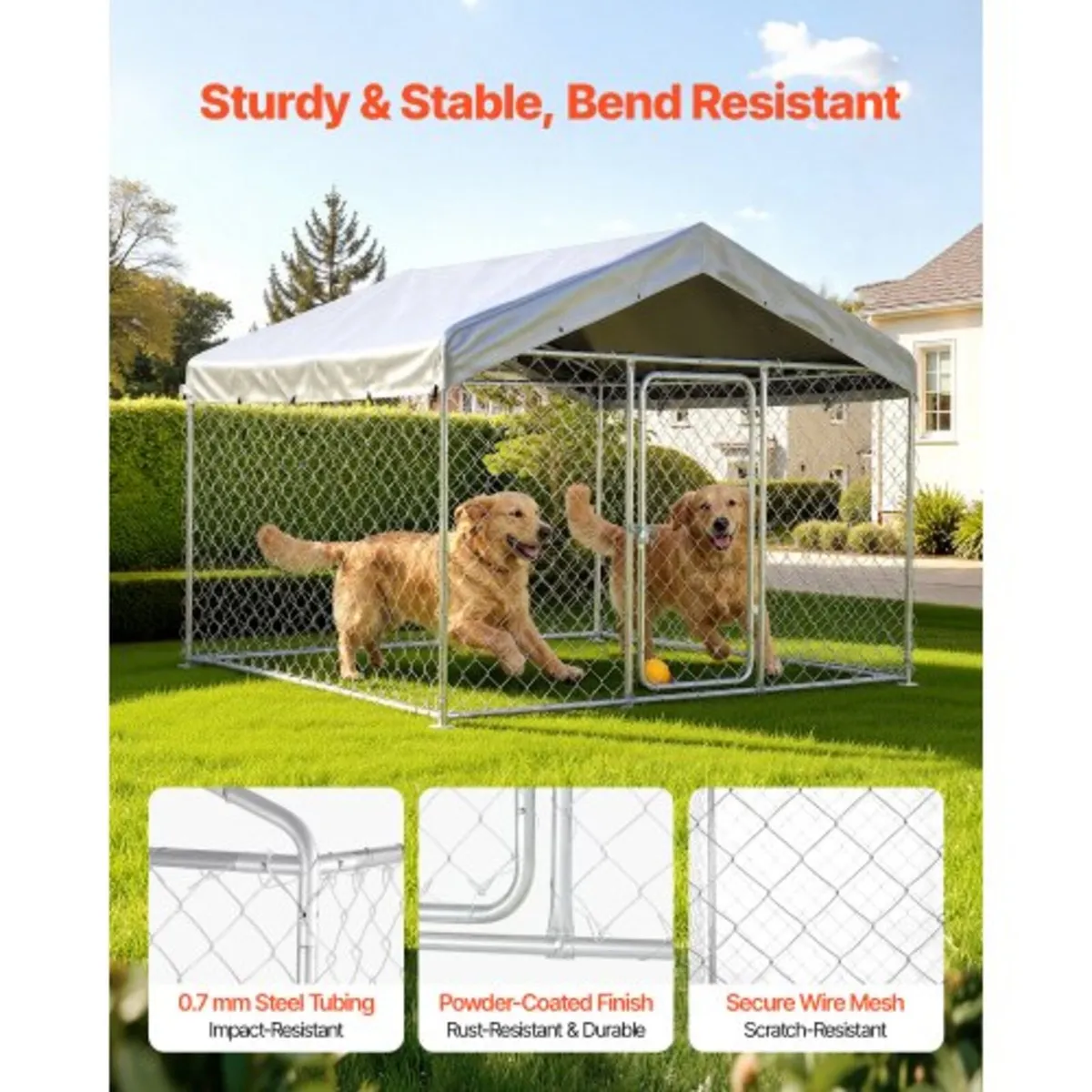 Outdoor Dog Kennel, 2 x 2 x 1.6 m Large Dog Kennel - Image 3