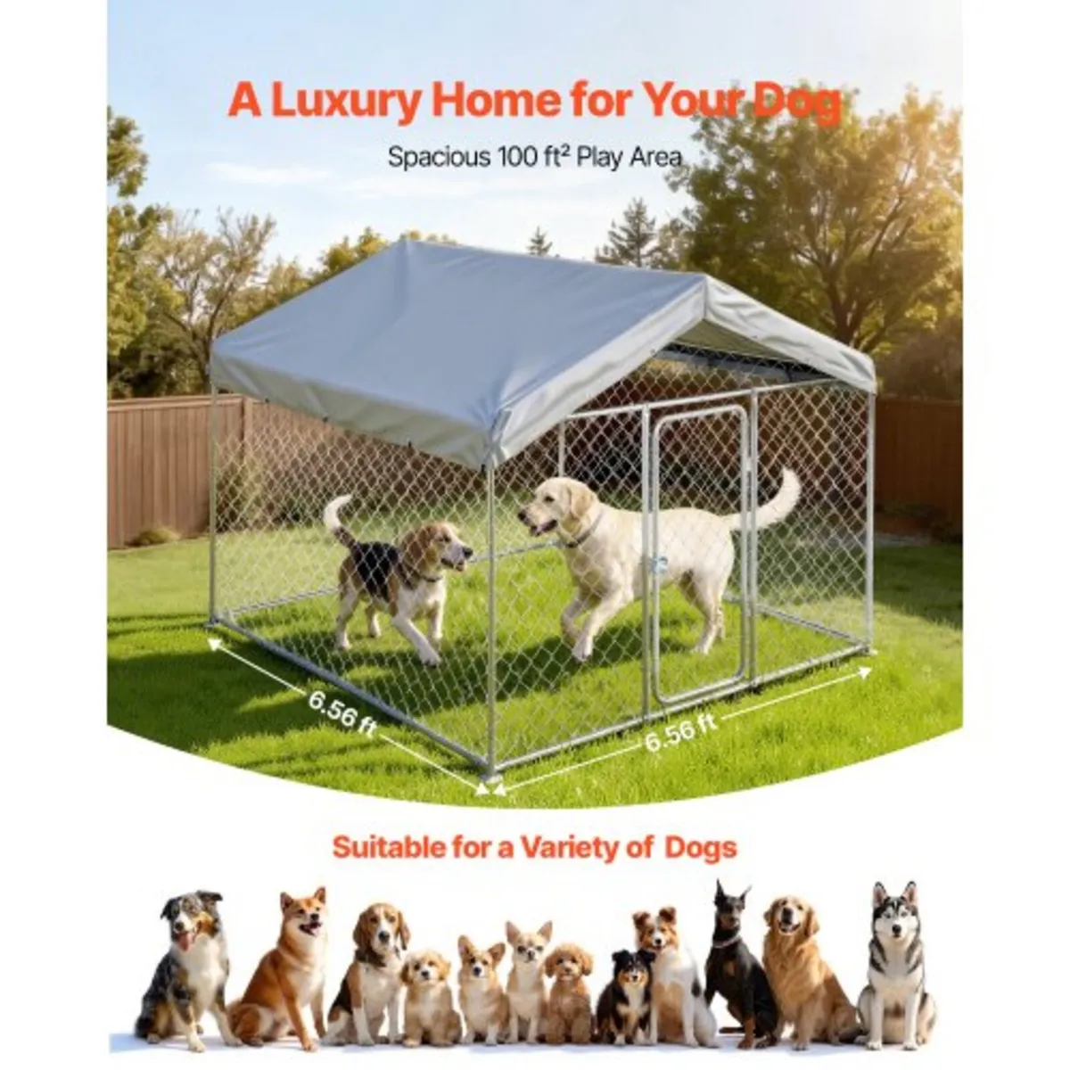 Outdoor Dog Kennel, 2 x 2 x 1.6 m Large Dog Kennel - Image 4