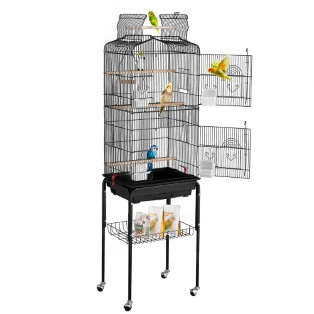 Large Bird Cage, 62 in, Open Top Parakeet Cage wit - Image 1