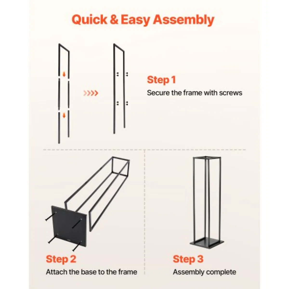 Indoor Firewood Rack, 33 × 32 × 112 cm Log Stacker - Image 4