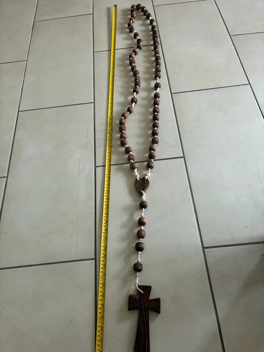 Rare Giant Size Timber Rosary Beads - Image 2