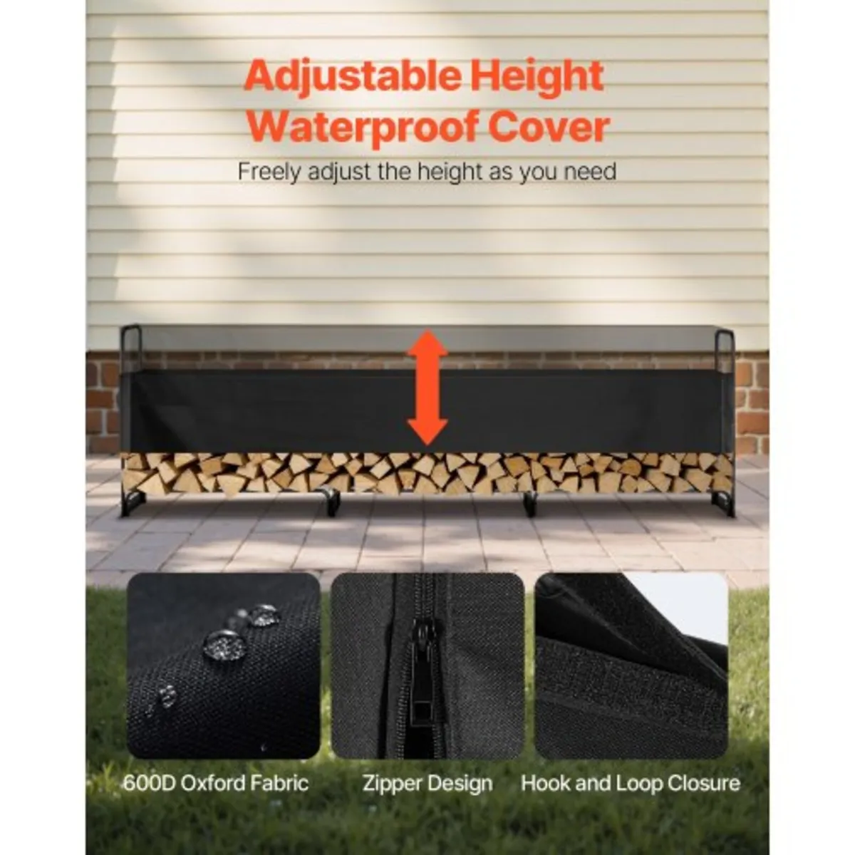 3.9m Outdoor Firewood Rack with Cover, 386 cm x 36 - Image 4