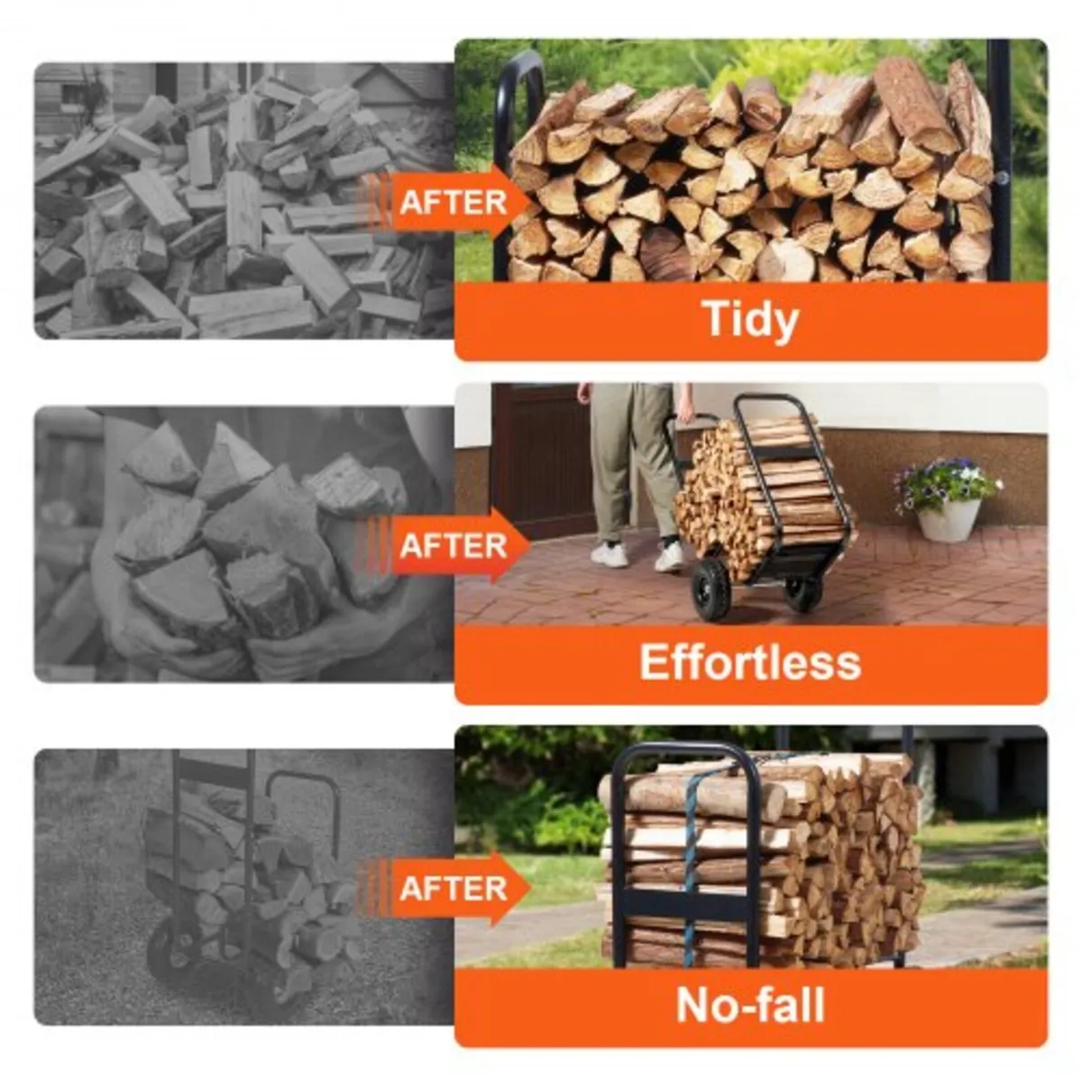 Firewood Log Cart, 113.4 kg Capacity, Outdoor and - Image 3