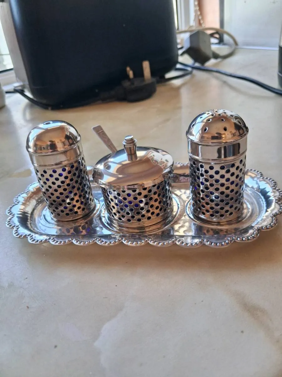 1940's silver plate Condiment set - Image 1