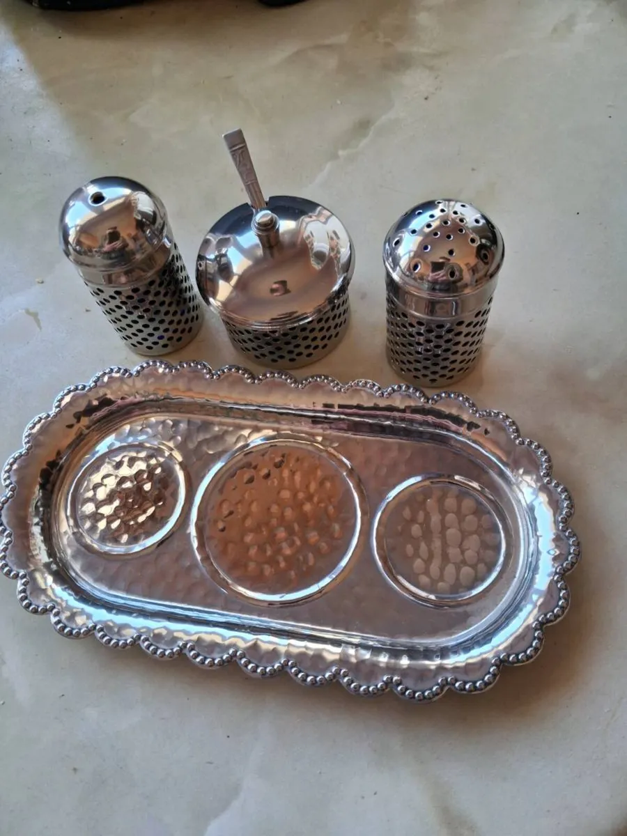 1940's silver plate Condiment set - Image 2