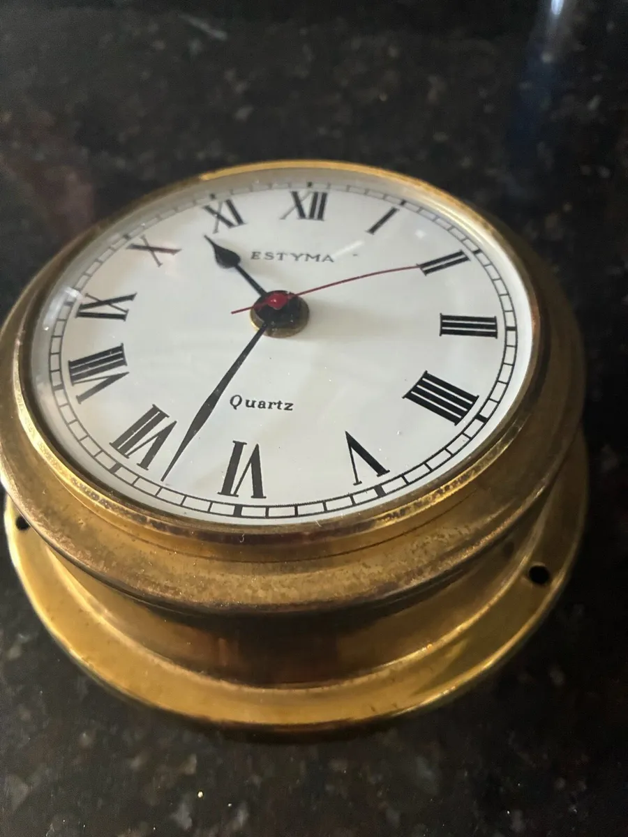 Vintage Brass Maritime Themed Clock - Image 2
