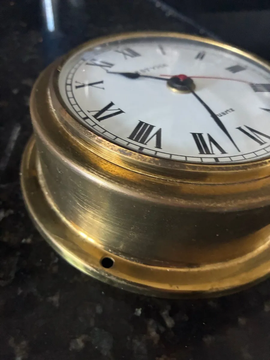 Vintage Brass Maritime Themed Clock - Image 4
