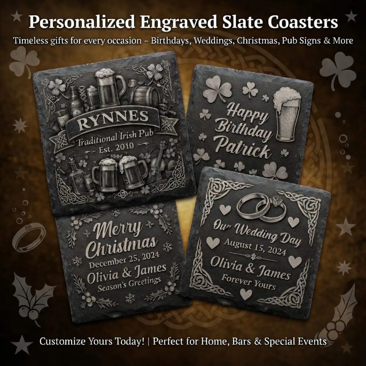 Personalised Slate Coasters - Image 1