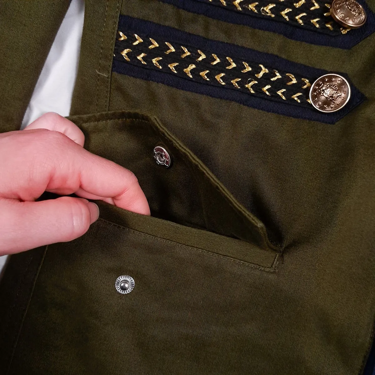 Zara Khaki Olive Green Military Hussar Jacket XS - Image 4