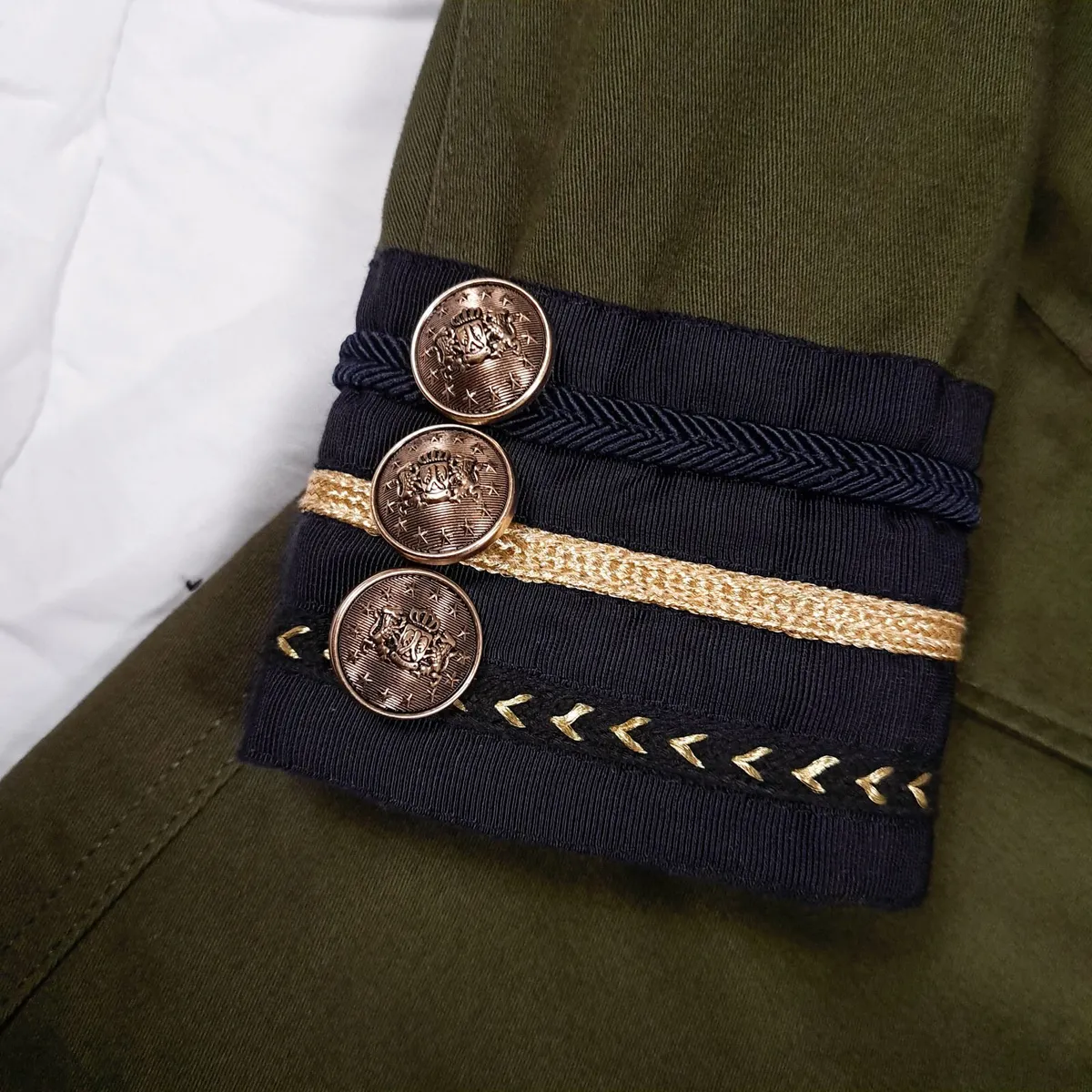 Zara Khaki Olive Green Military Hussar Jacket XS - Image 3