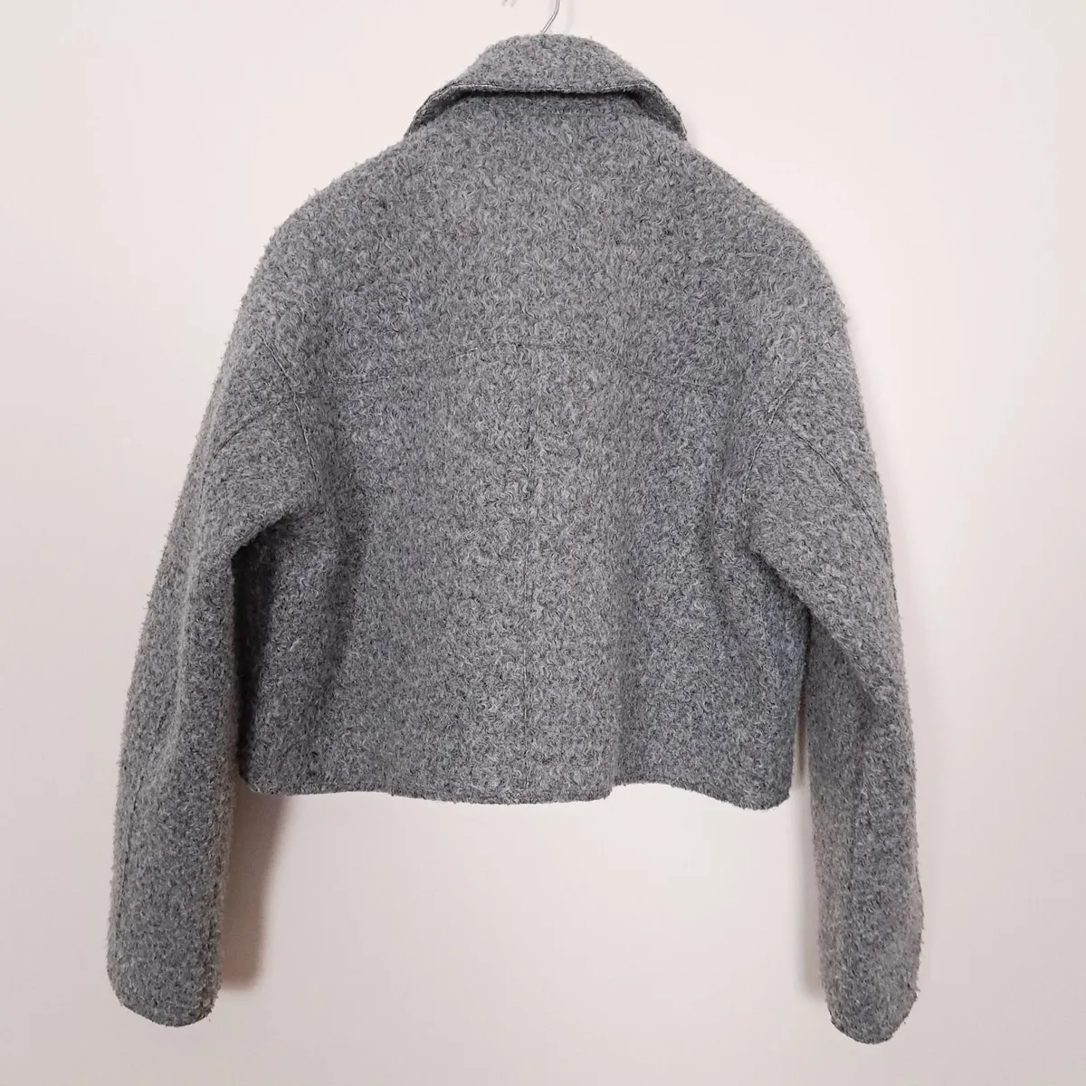 Zara Grey Textured Cropped Zip Up Jacket Size S - Image 4