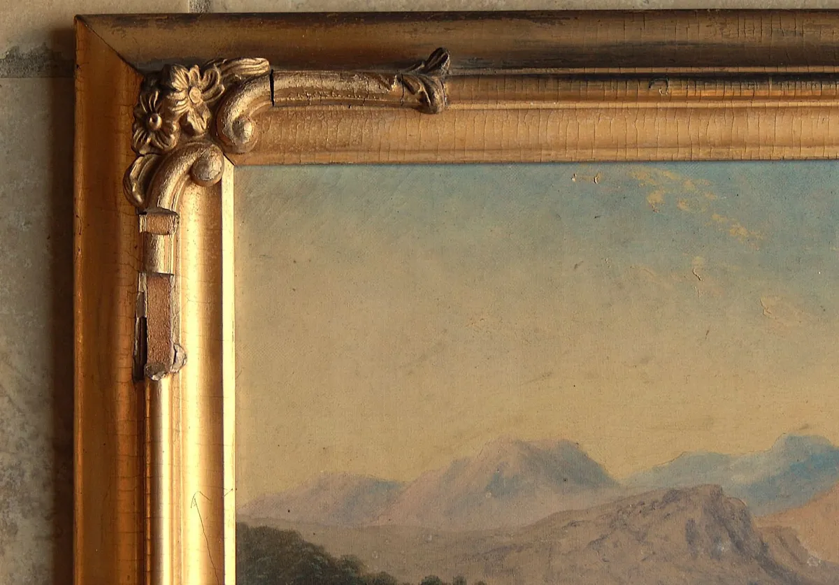 Vintage Oil on Canvas Landscape Painting - Image 3