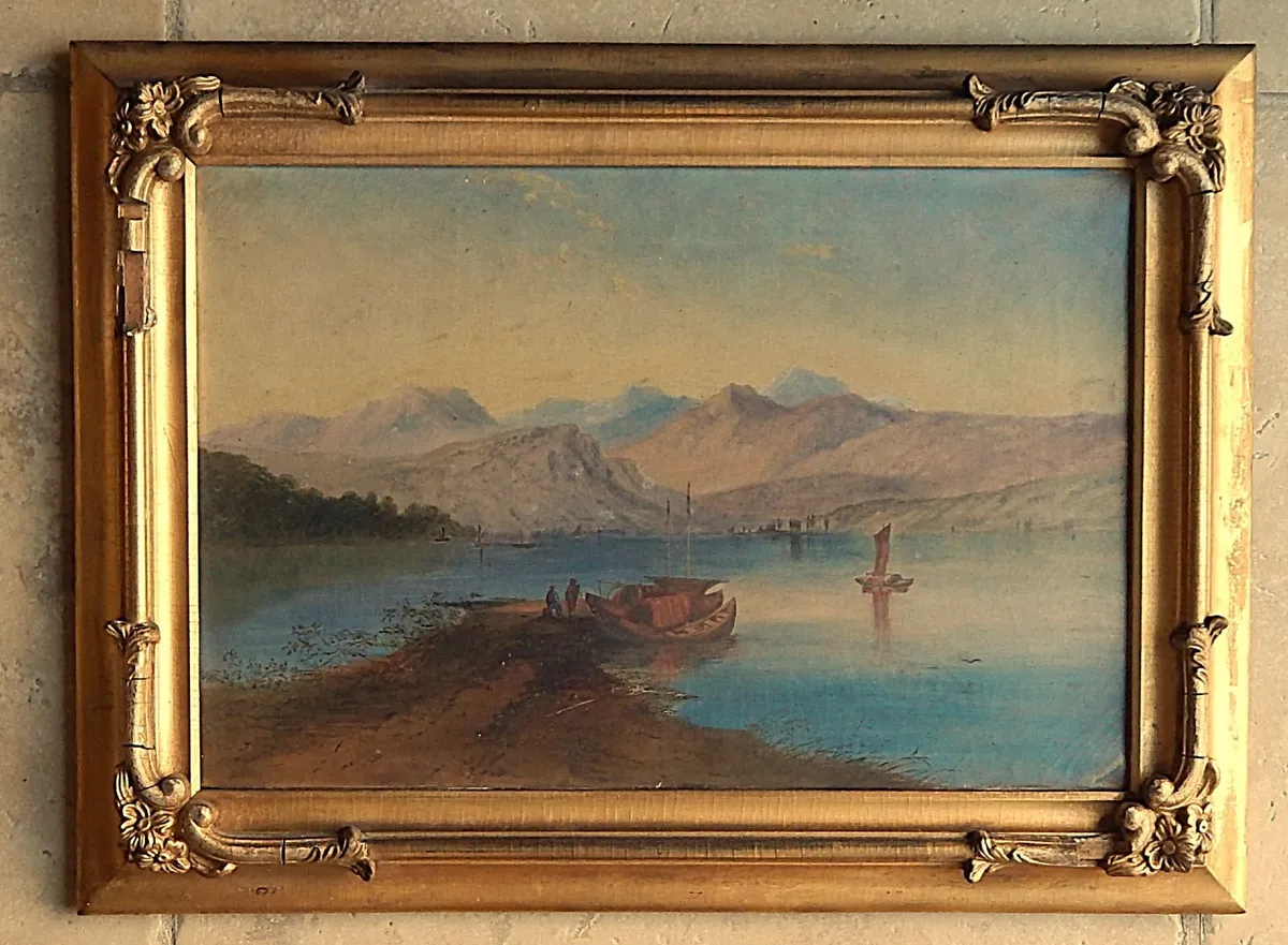 Vintage Oil on Canvas Landscape Painting - Image 1