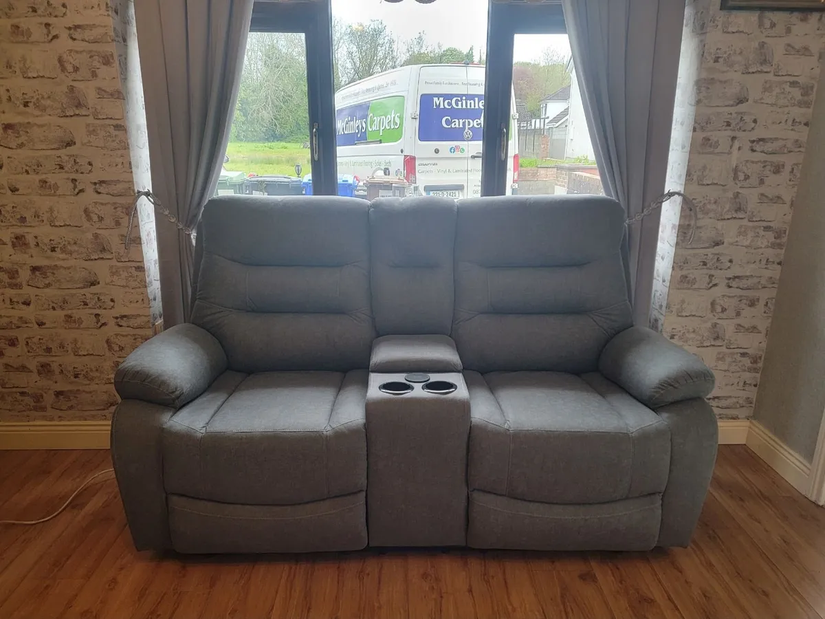3 plus 2 grey Ashford reclining sofas - Image 1