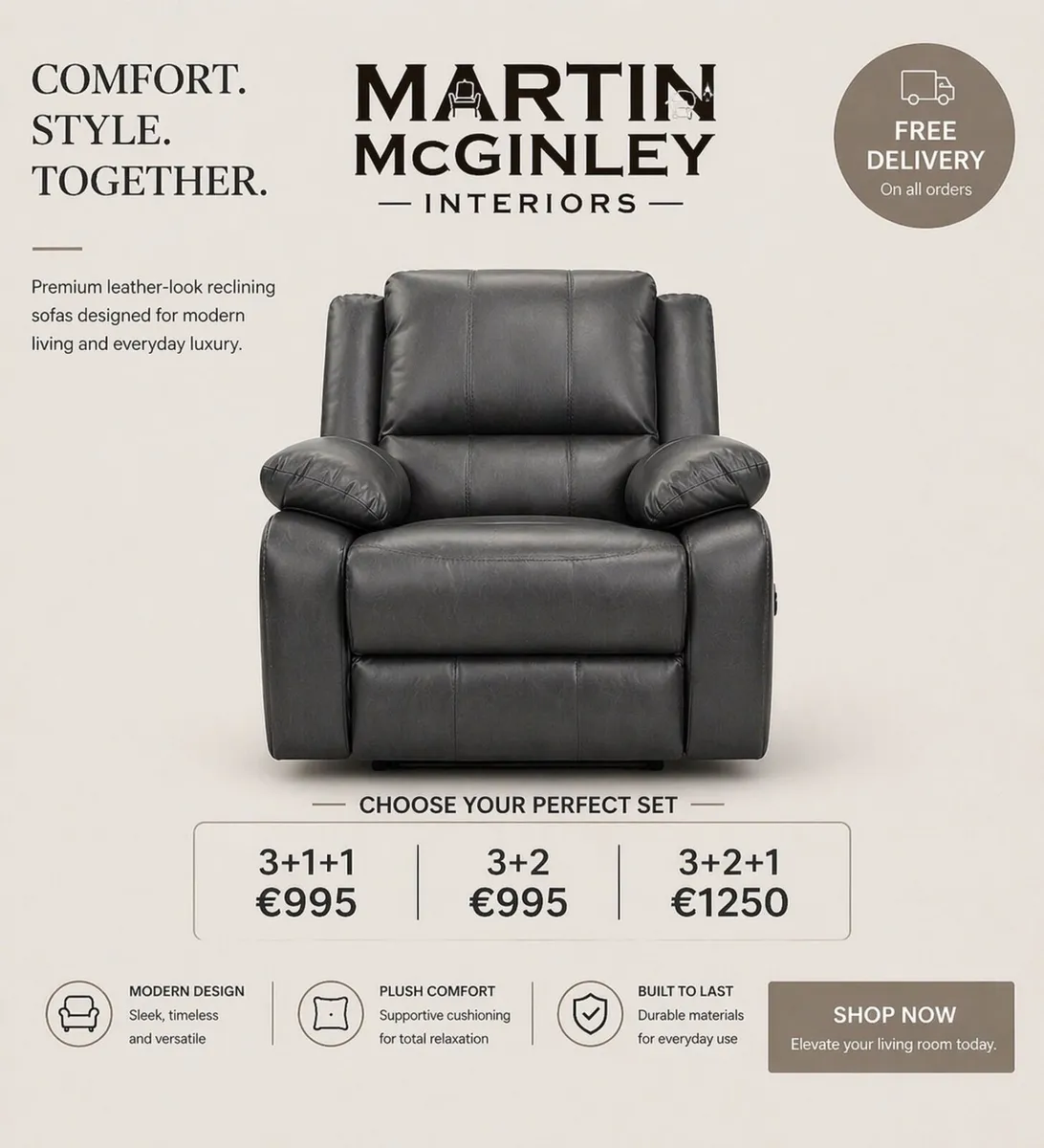 New Full Leather All Recliner Sofa Sets - Image 1