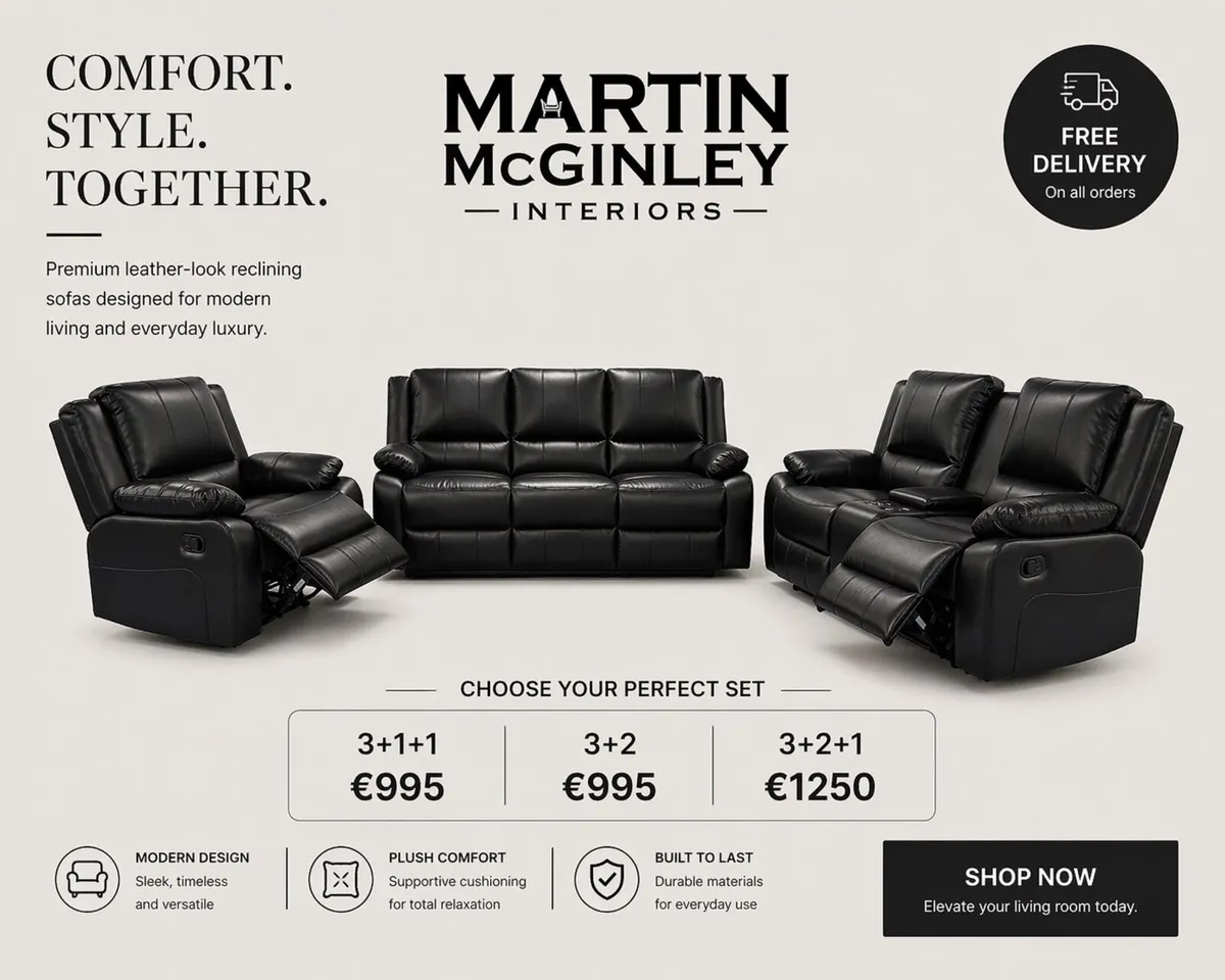 New Full Leather All Recliner Sofa Sets - Image 3