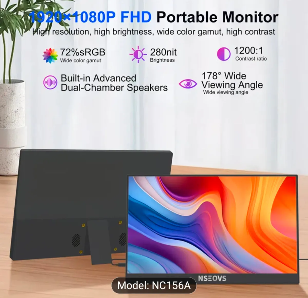 Nseovs 15.6" Portable Monitor - price firm - Image 3