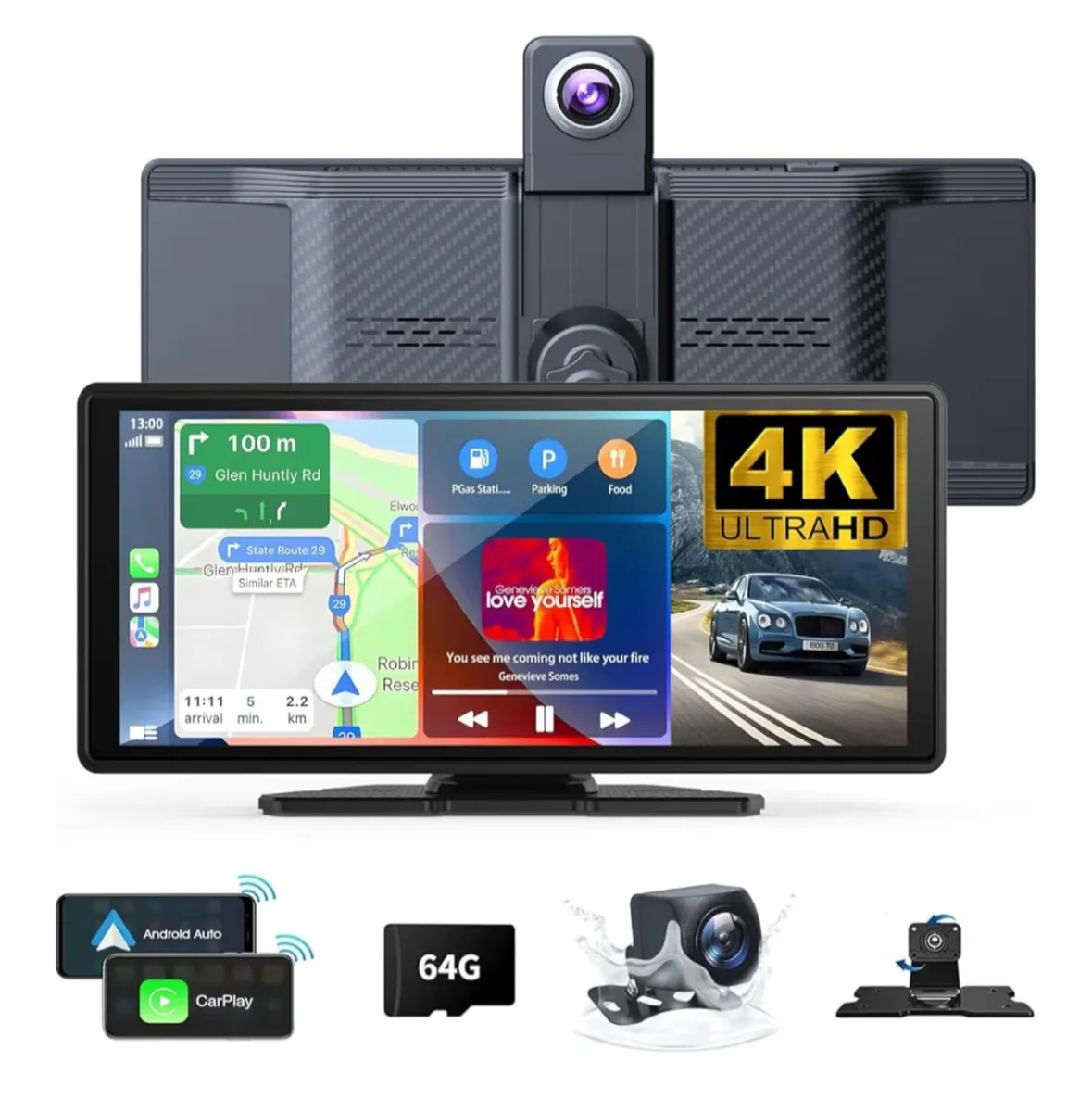 Car screen 4k with a back camera and 64gb storage - Image 1