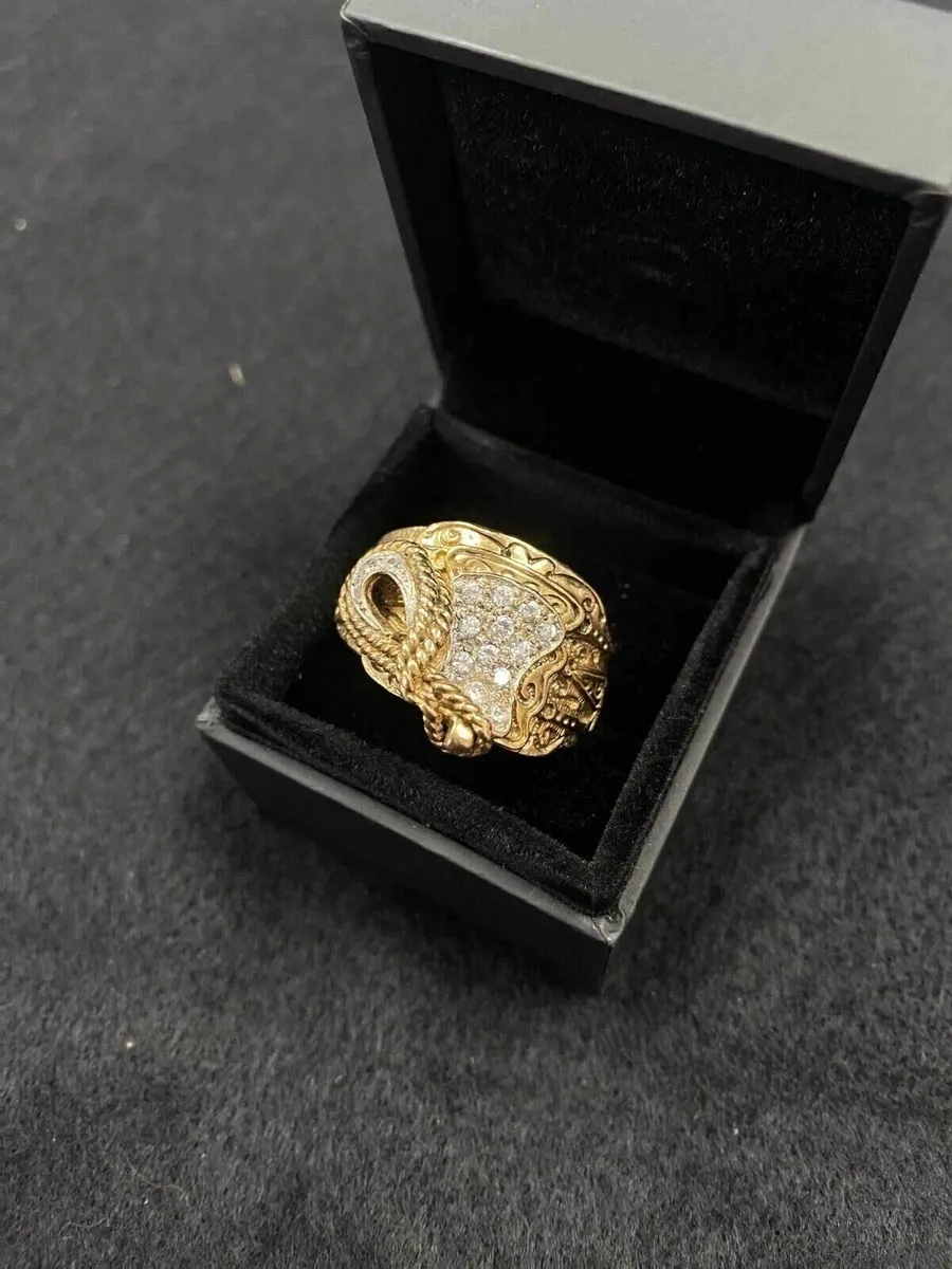 9ct Gold Saddle Ring 9k CZ - Image 2