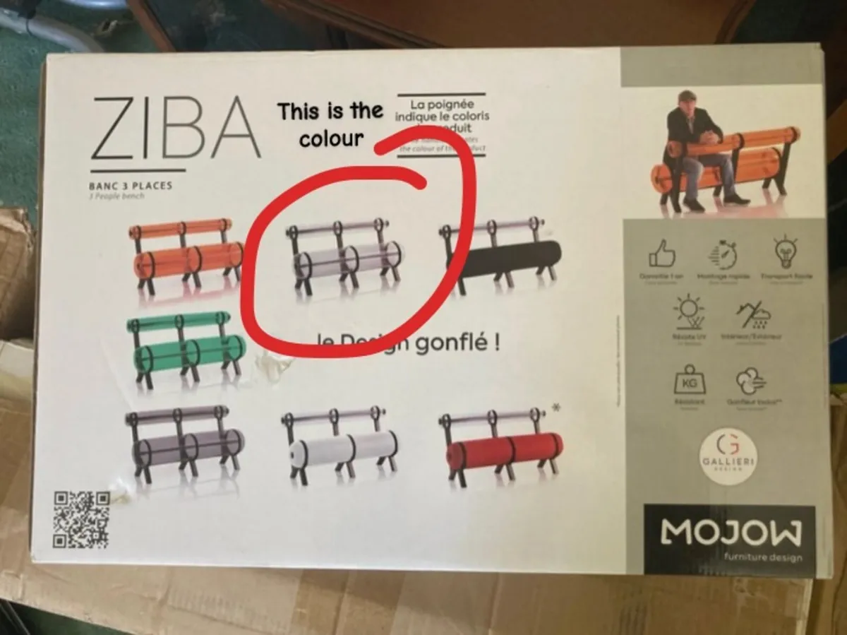 Mojow ZIBA Inflatable 3-Seater Bench in Black – Br - Image 2