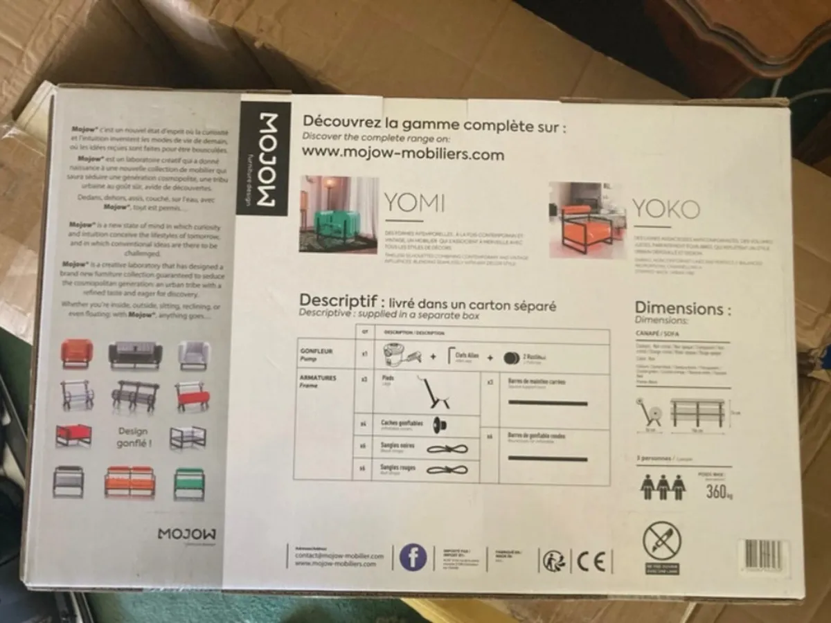 Mojow ZIBA Inflatable 3-Seater Bench in Black – Br - Image 3