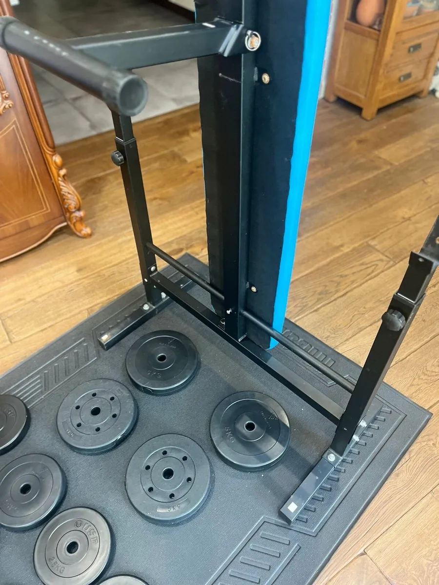 Bench barbell dumbbells and weights - Image 3