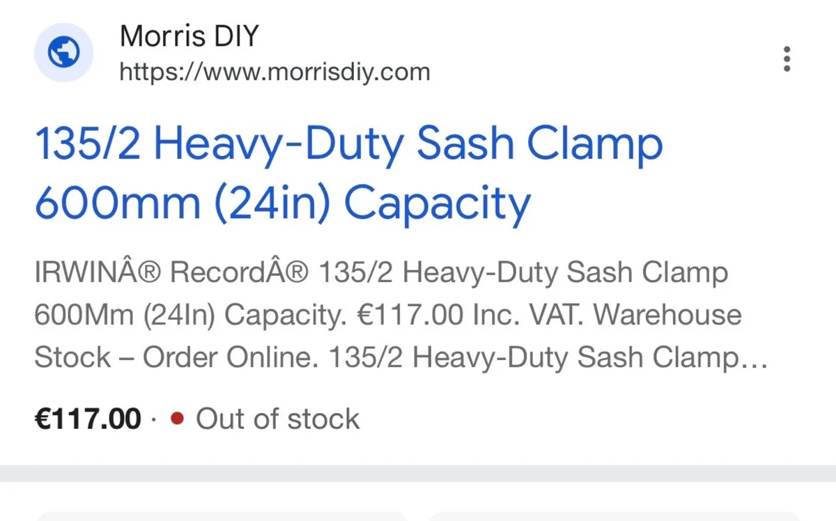 Irwin Record Heavy Duty Sash Clamps 135/2 600mm - Image 2