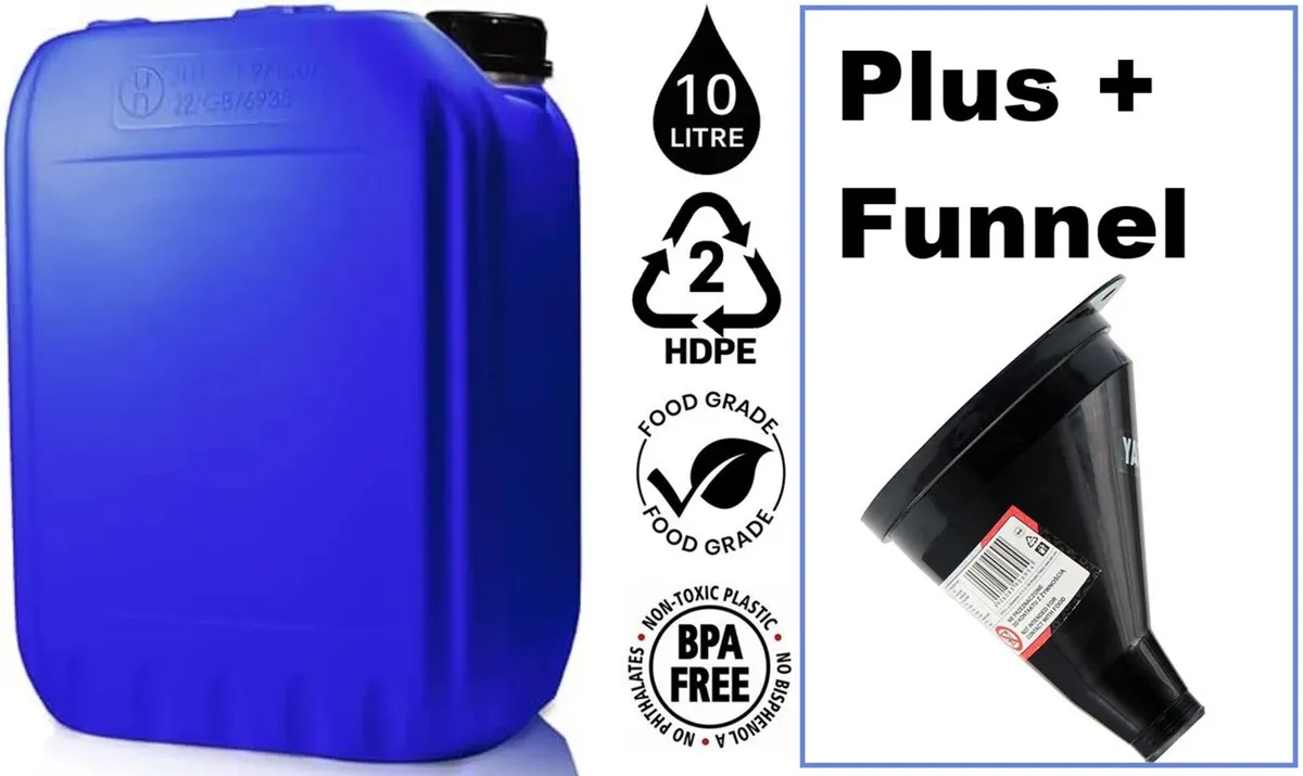 10L Container Store Any Liquid + Funnel Sturdy - Image 1