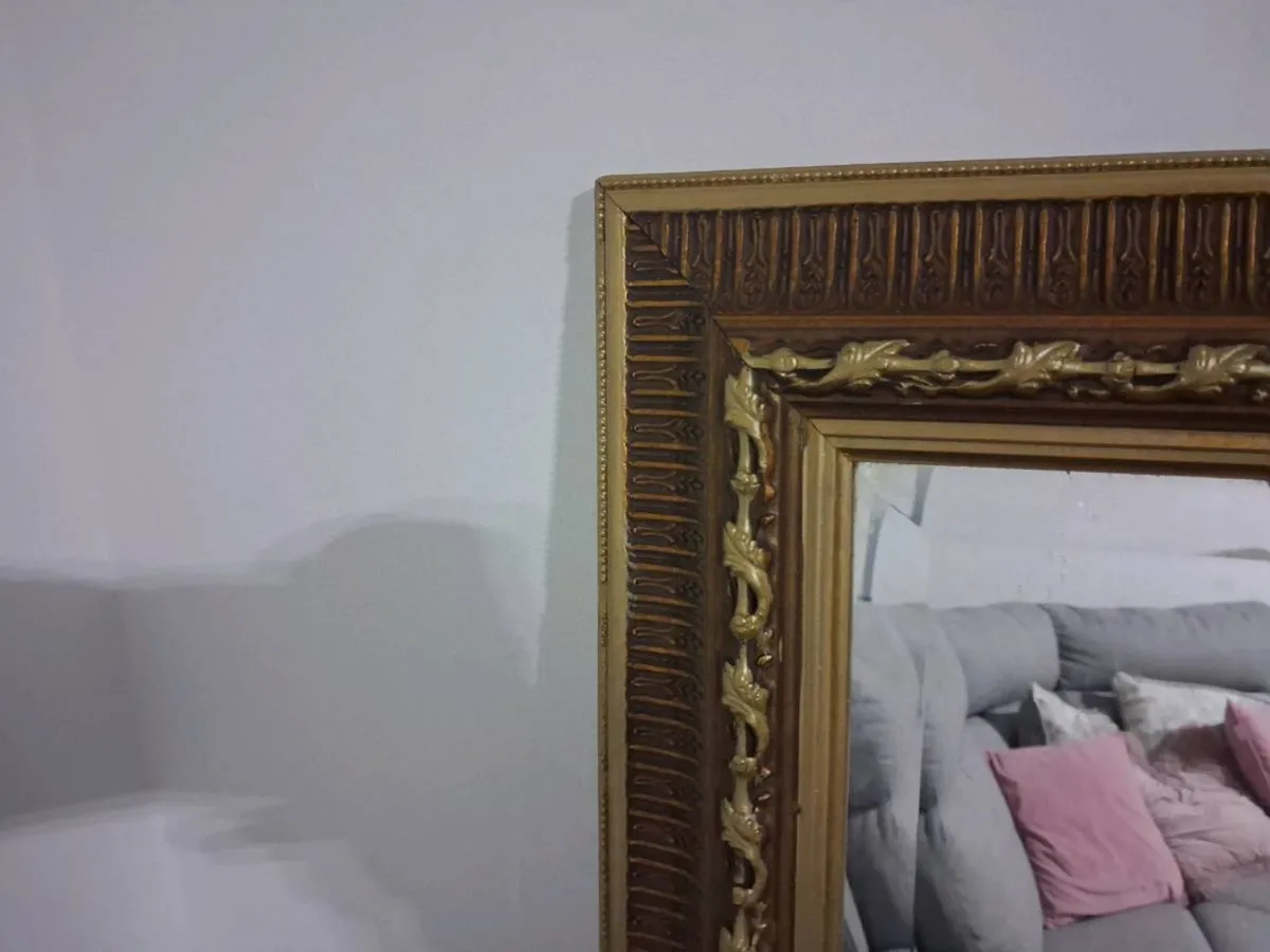 Vintage Ornate Gold & Wood Mirror - Image 4