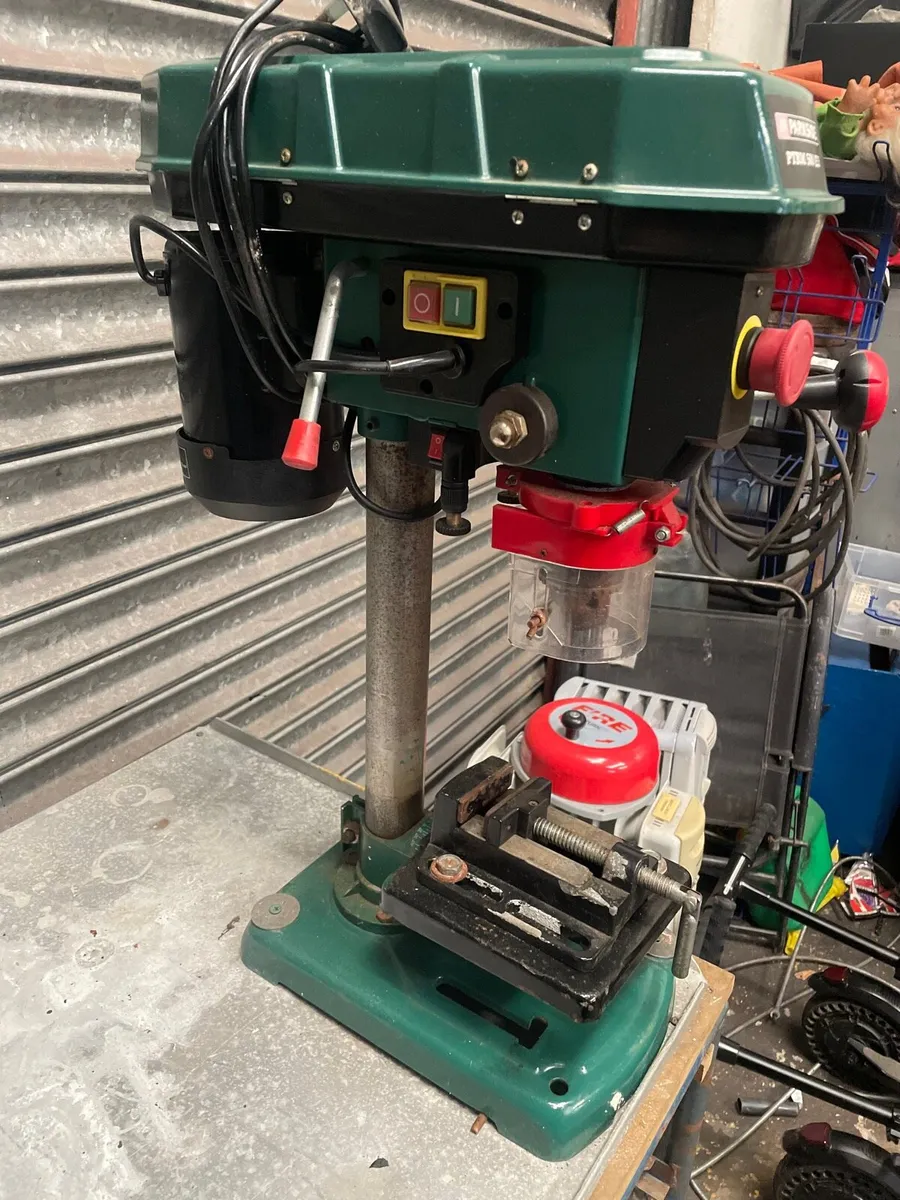 Pillar drill with vice laser with steel work bench - Image 2