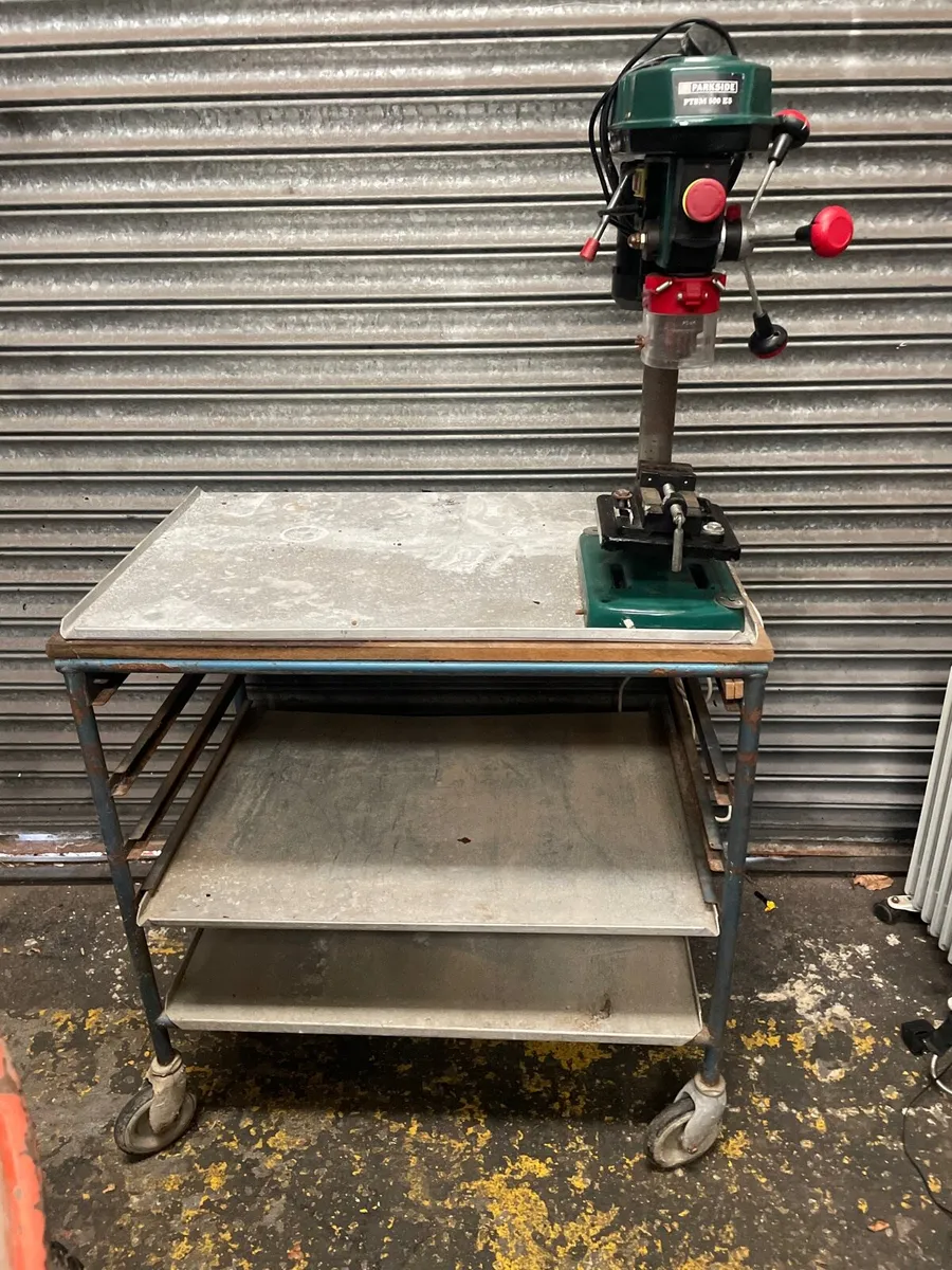 Pillar drill with vice laser with steel work bench - Image 3
