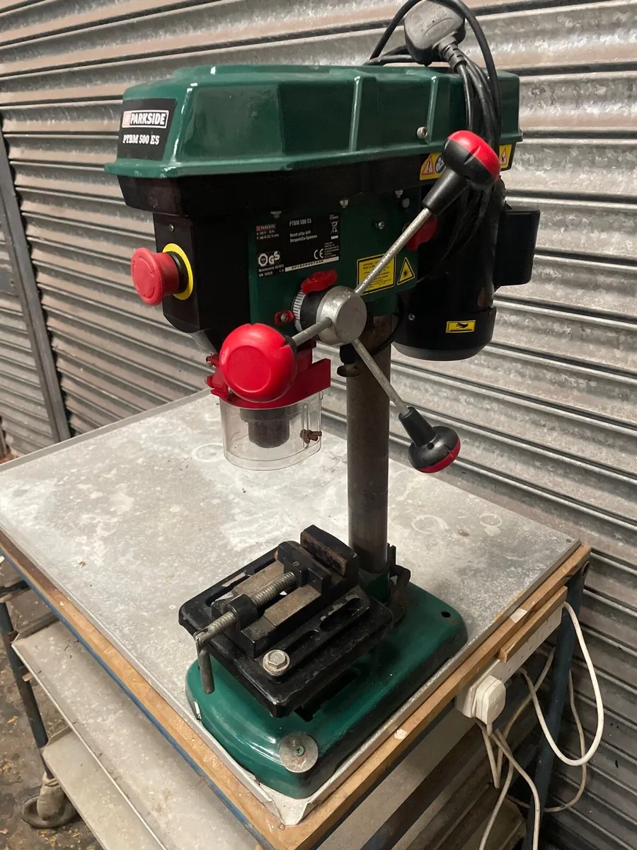 Pillar drill with vice laser with steel work bench - Image 4