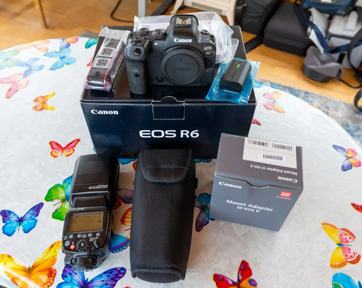 Canon R6, Speedlight 600 EX-RT Flash, M/ Adapter - Image 2