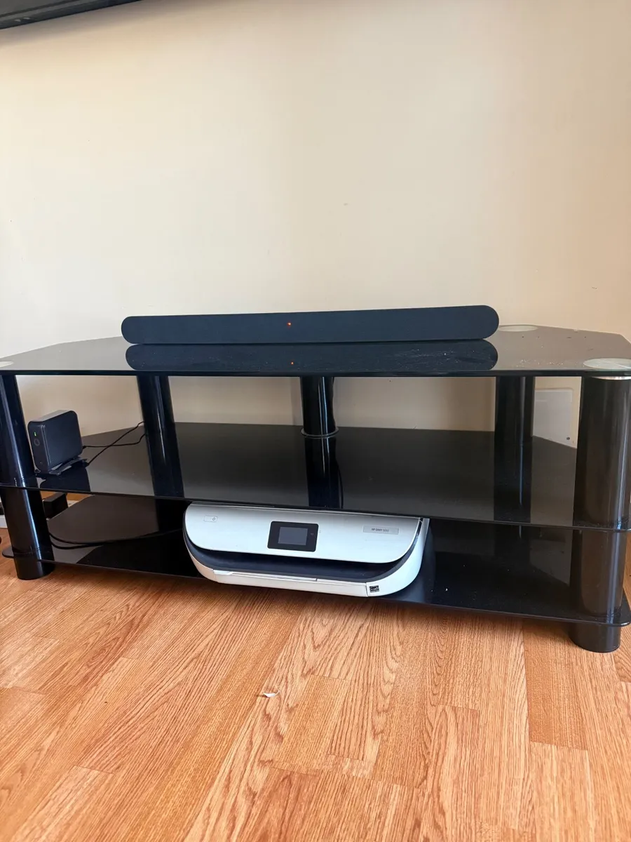 Black glass TV stand - Image 1
