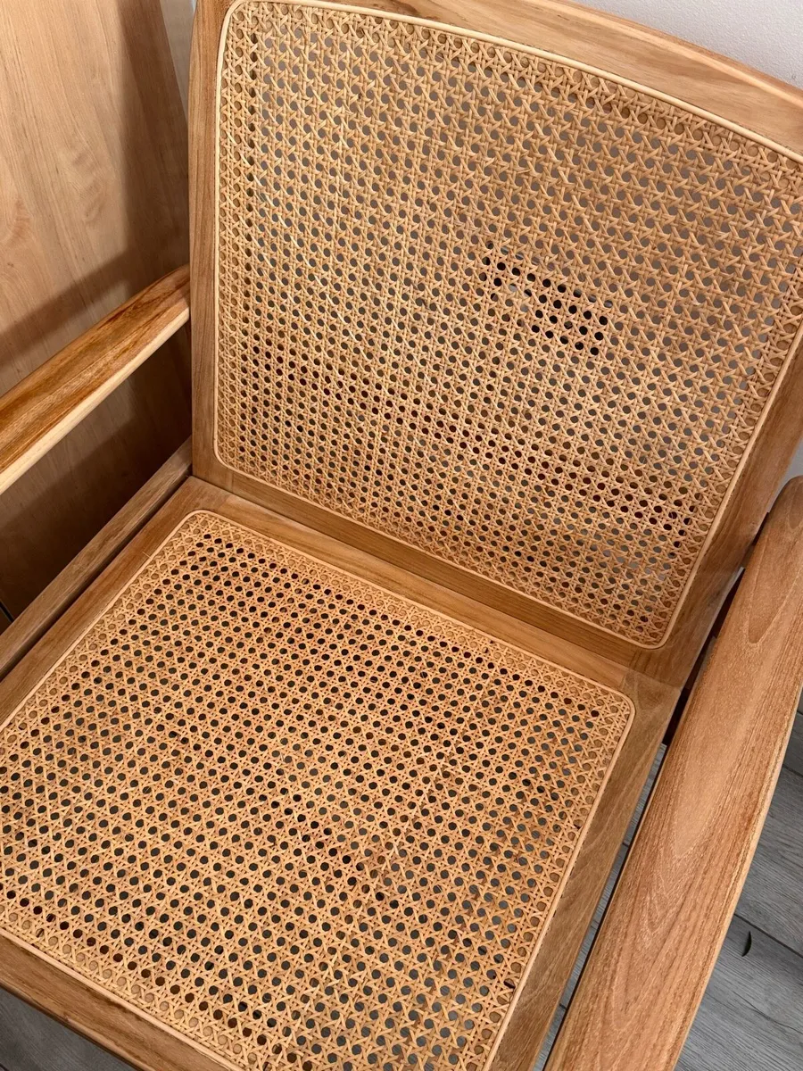 Zara home teak and rattan armchair - Image 4