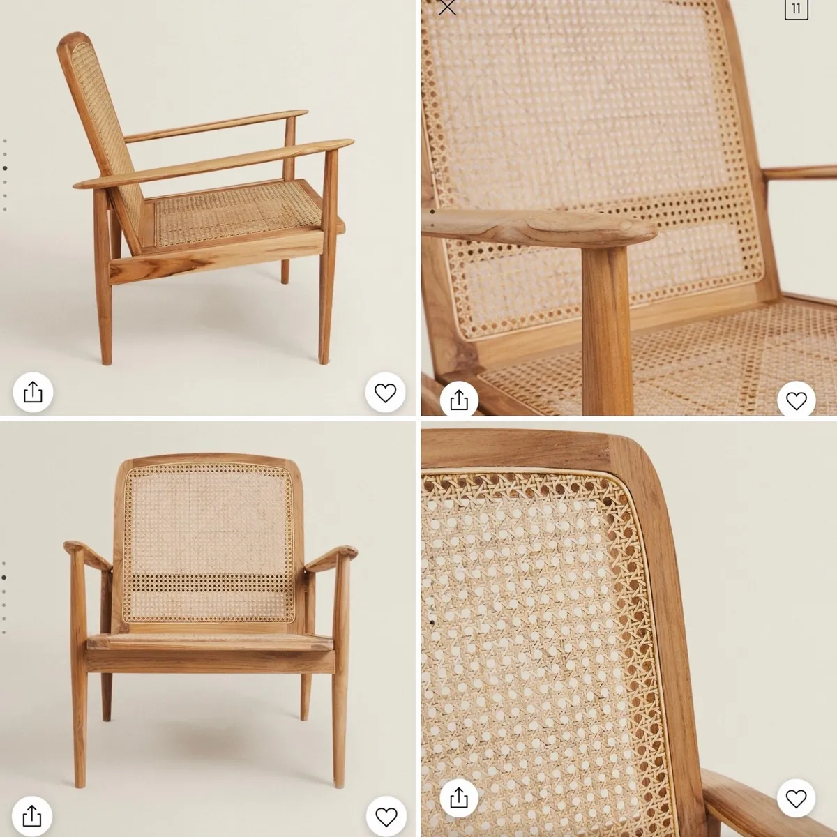 Zara home teak and rattan armchair - Image 1