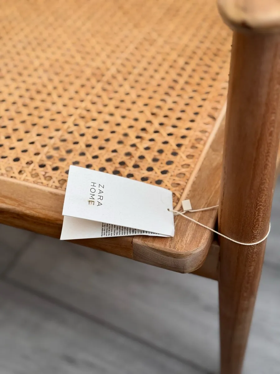 Zara home teak and rattan armchair - Image 3