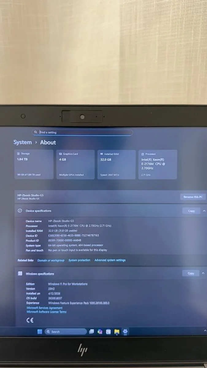 HP ZBook Studio G5 4K | 32GB RAM | 2TB SSD | New Battery | Excellent Condition - Image 3